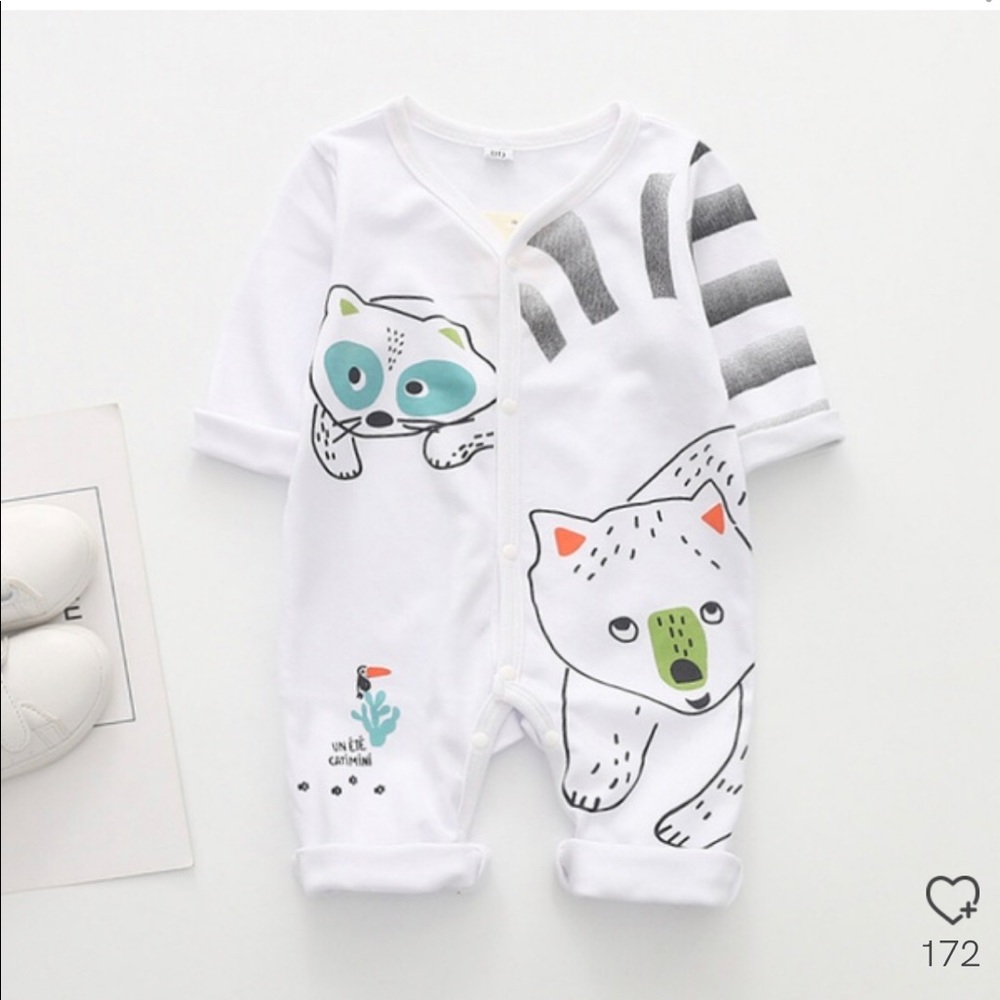 Baby Boy's Cat Print Long Sleeve Jumpsuit